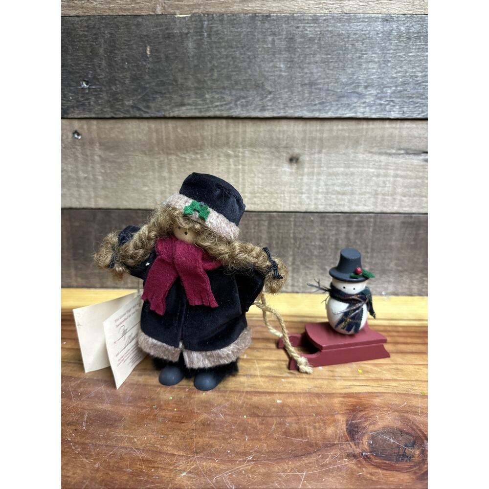 Lizzie High Figurine The Little Ones Girl With Snowman On Sled